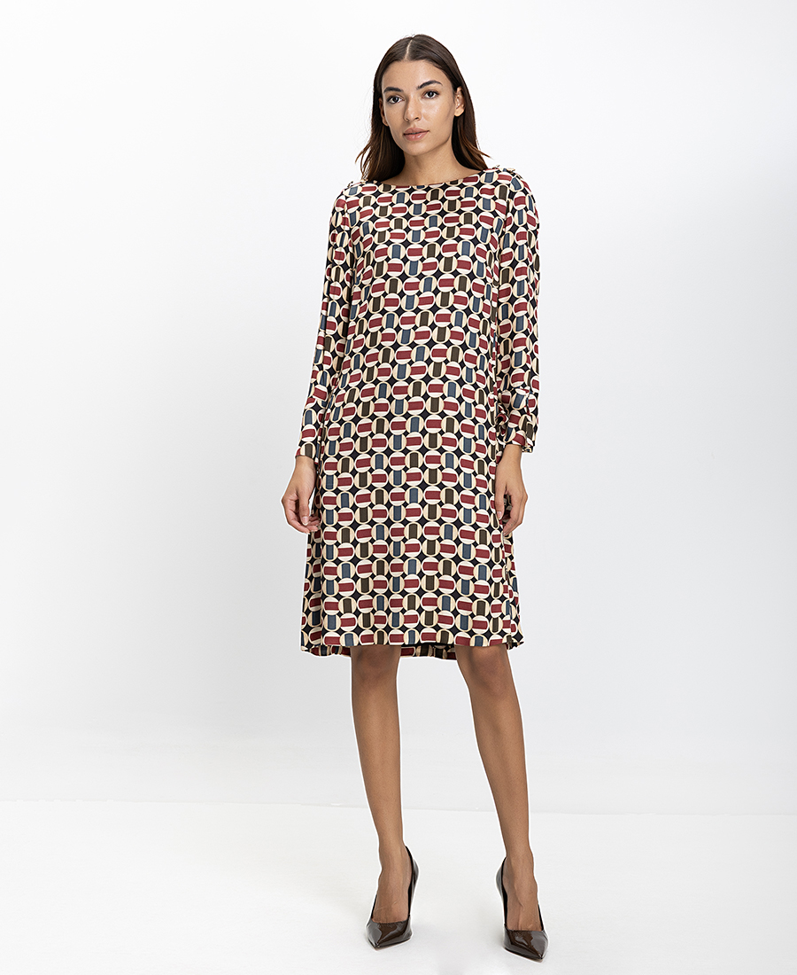 Elena Miro Γυναικείο Φόρεμα Regular Fit Με Γεωμετρικό Μοτίβο φωτογραφία