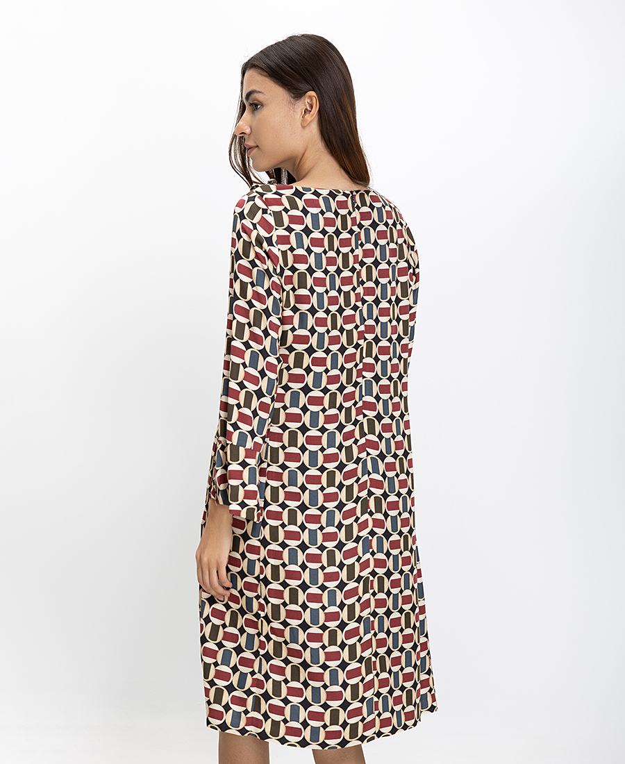 Elena Miro Γυναικείο Φόρεμα Regular Fit Με Γεωμετρικό Μοτίβο φωτογραφία