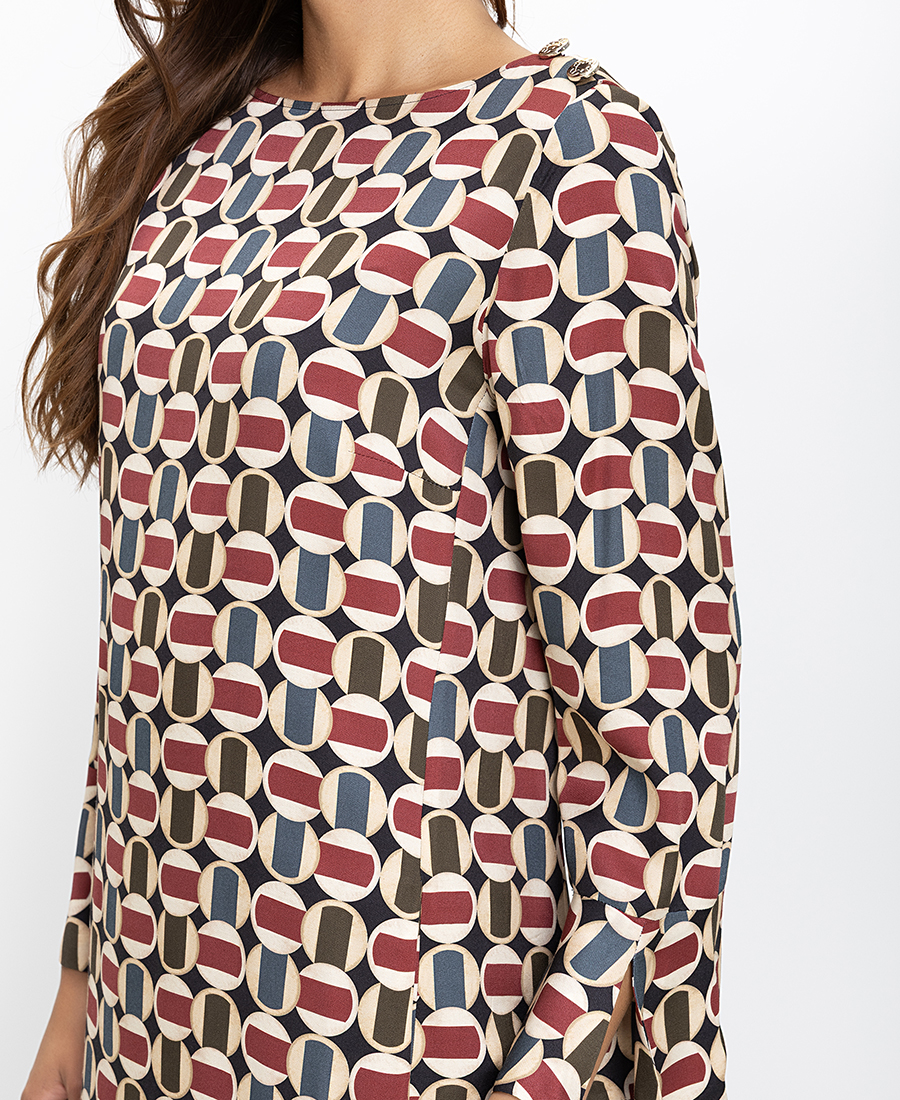 Elena Miro Γυναικείο Φόρεμα Regular Fit Με Γεωμετρικό Μοτίβο φωτογραφία