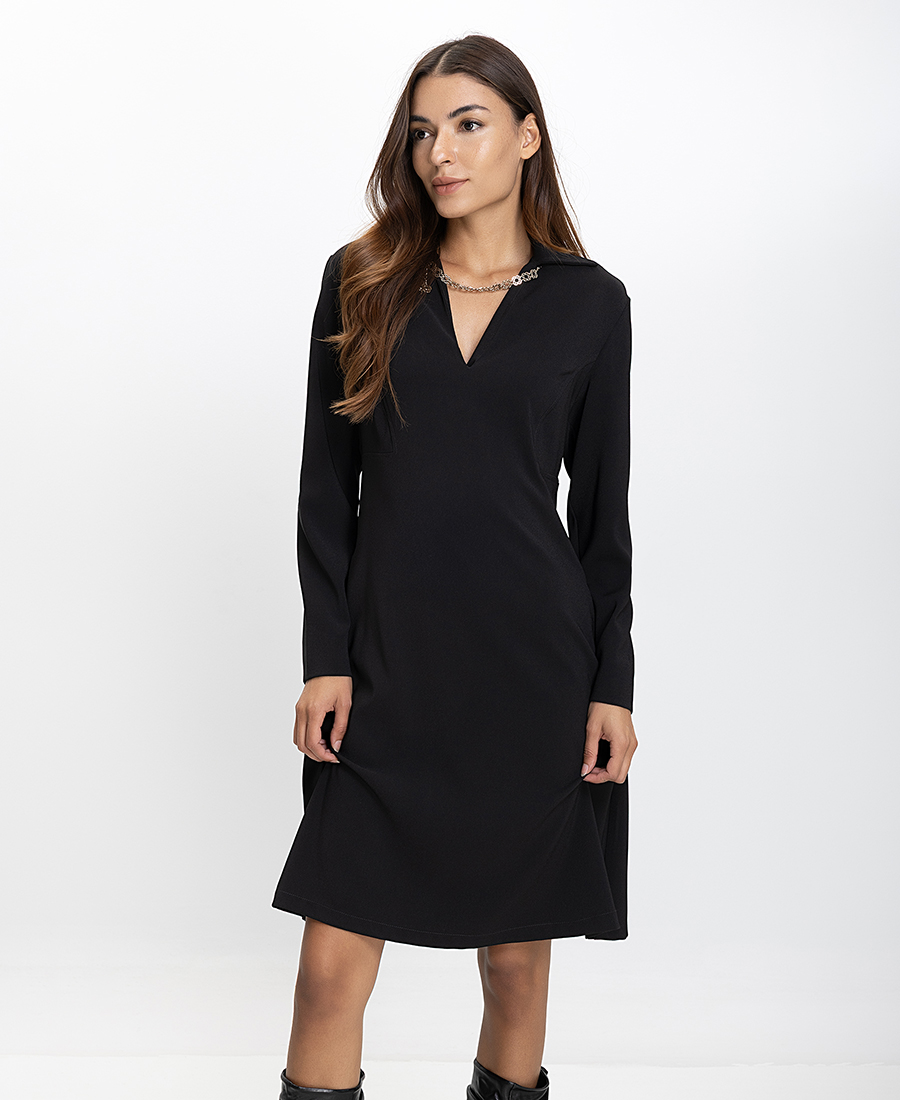 Elena Miro Elena Miro Γυναικείο Φόρεμα Regular Fit Με Αλυσίδα Στη Λαιμόκοψη