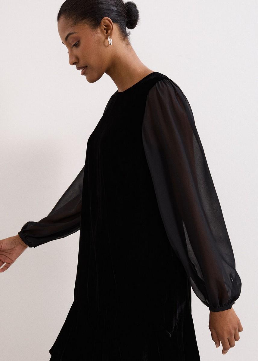 Phase Eight Γυναικείο Φόρεμα Από Βελούδο Με Διαφάνεια Στα Μανίκια φωτογραφία