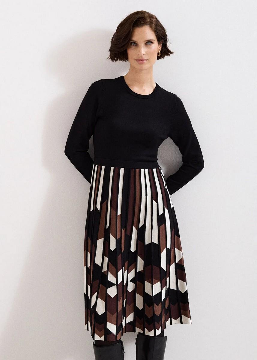 Phase Eight Phase Eight Γυναικείο Φόρεμα Με Πλισέ Φούστα Και Γεωμετρικό Μοτίβο