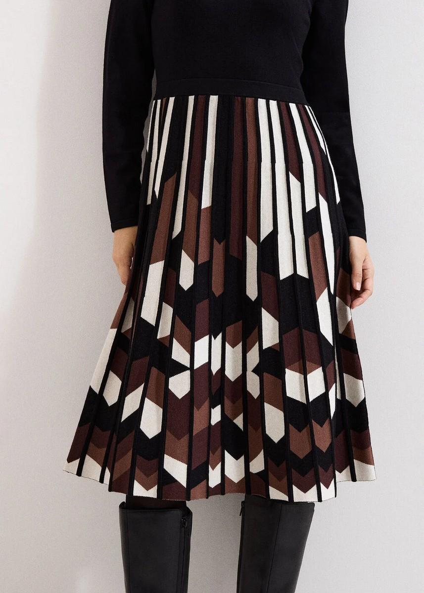 Phase Eight Γυναικείο Φόρεμα Με Πλισέ Φούστα Και Γεωμετρικό Μοτίβο φωτογραφία