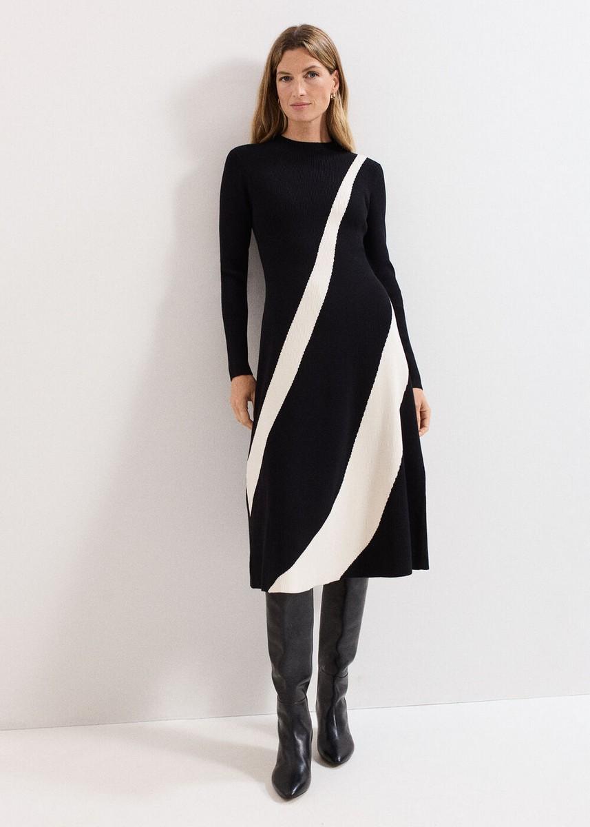 Phase Eight Phase Eight Γυναικείο Πλεκτό Φόρεμα Με Στρογγυλή Λαιμόκοψη Και Διχρωμία