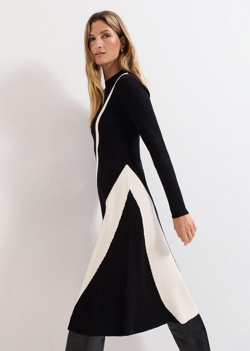 Phase Eight Γυναικείο Πλεκτό Φόρεμα Με Στρογγυλή Λαιμόκοψη Και Διχρωμία φωτογραφία