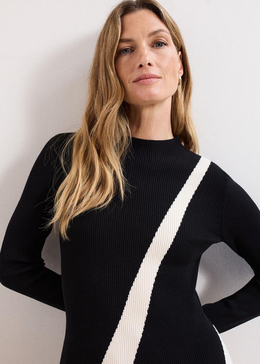 Phase Eight Γυναικείο Πλεκτό Φόρεμα Με Στρογγυλή Λαιμόκοψη Και Διχρωμία φωτογραφία