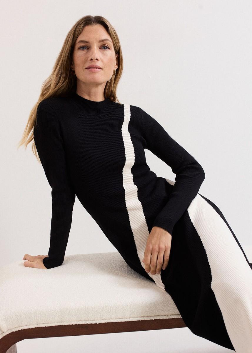 Phase Eight Γυναικείο Πλεκτό Φόρεμα Με Στρογγυλή Λαιμόκοψη Και Διχρωμία φωτογραφία