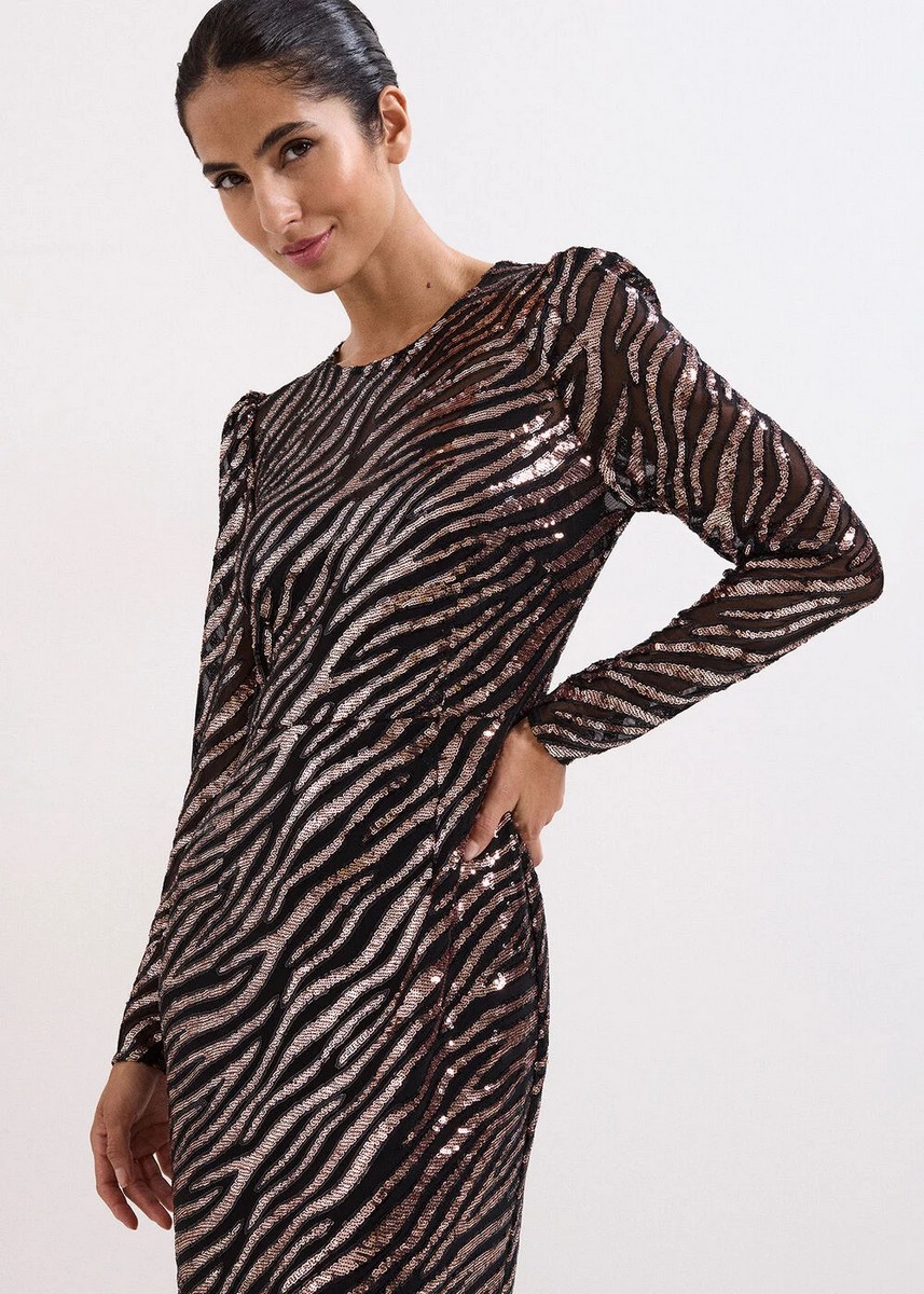 Phase Eight Γυναικείο Φόρεμα Με Παγιέτες Σε Animal Print φωτογραφία