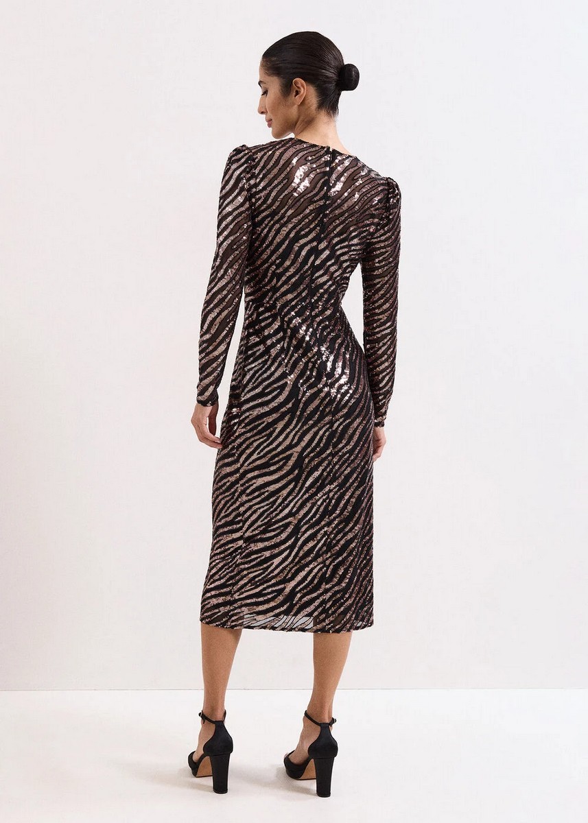 Phase Eight Γυναικείο Φόρεμα Με Παγιέτες Σε Animal Print φωτογραφία