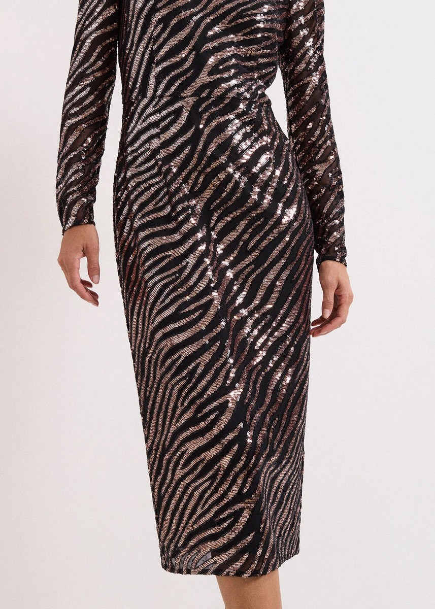 Phase Eight Γυναικείο Φόρεμα Με Παγιέτες Σε Animal Print φωτογραφία