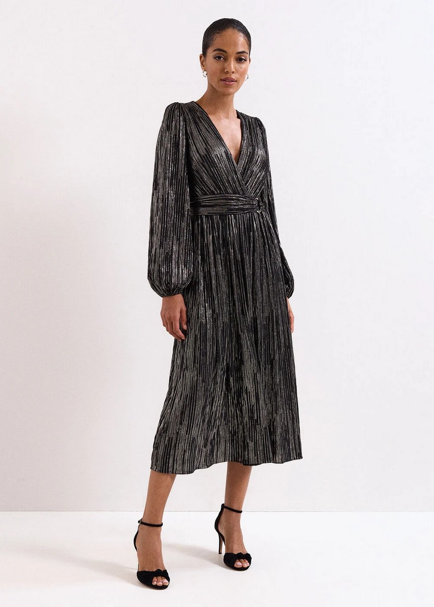 Phase Eight Phase Eight Γυναικείο Φόρεμα Με Μεταλλική Λάμψη Και Ζώνη