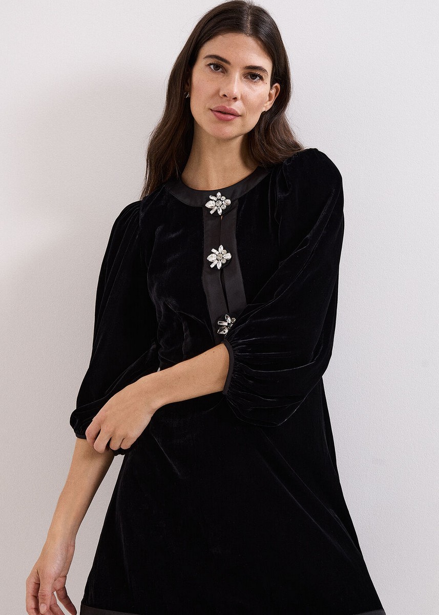 Phase Eight Γυναικείο Φόρεμα Από Βελούδο Και Διακοσμητικά Κουμπιά Κόσμημα φωτογραφία