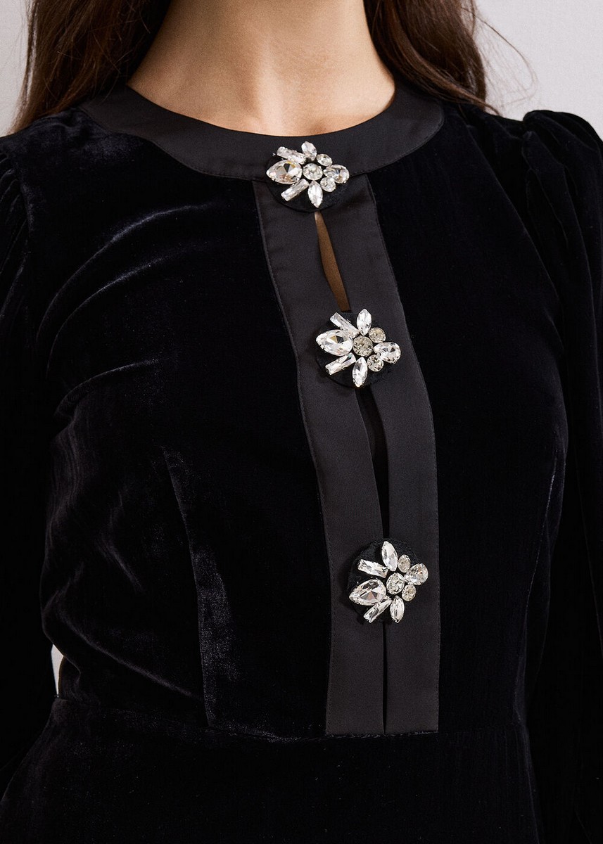 Phase Eight Γυναικείο Φόρεμα Από Βελούδο Και Διακοσμητικά Κουμπιά Κόσμημα φωτογραφία