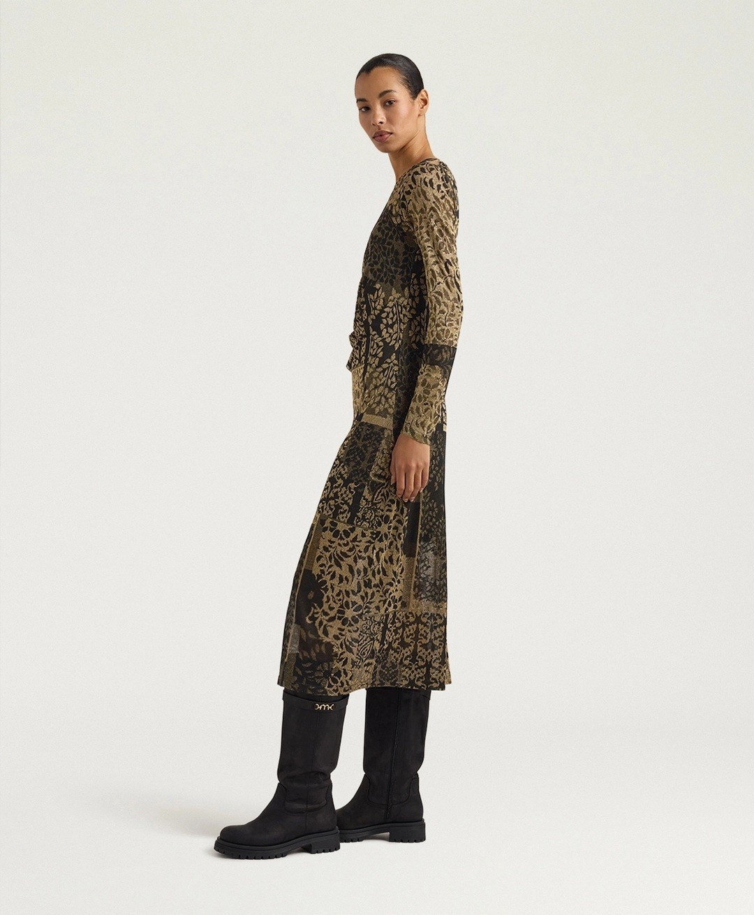 Momoni Γυναικείο Midi Φόρεμα Με Lurex Jacquard Σχέδιο Regular Fit Για Βραδινές & Formal Εμφανίσεις