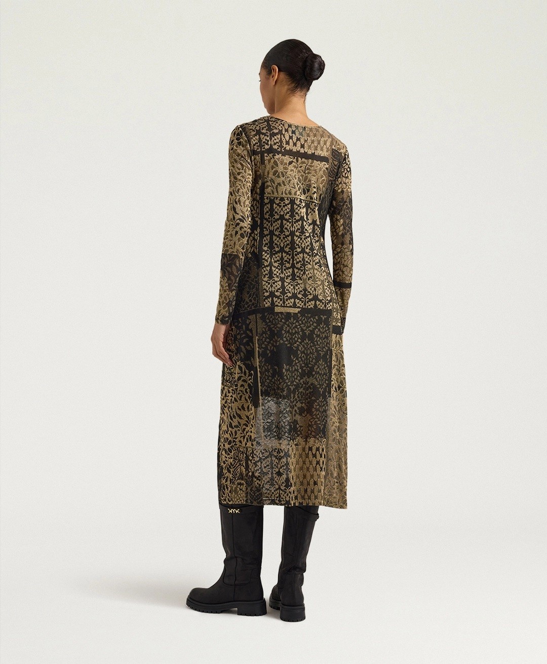 Momoni Momoni Γυναικείο Midi Φόρεμα Με Lurex Jacquard Σχέδιο Regular Fit Για Βραδινές & Formal Εμφανίσεις - 3