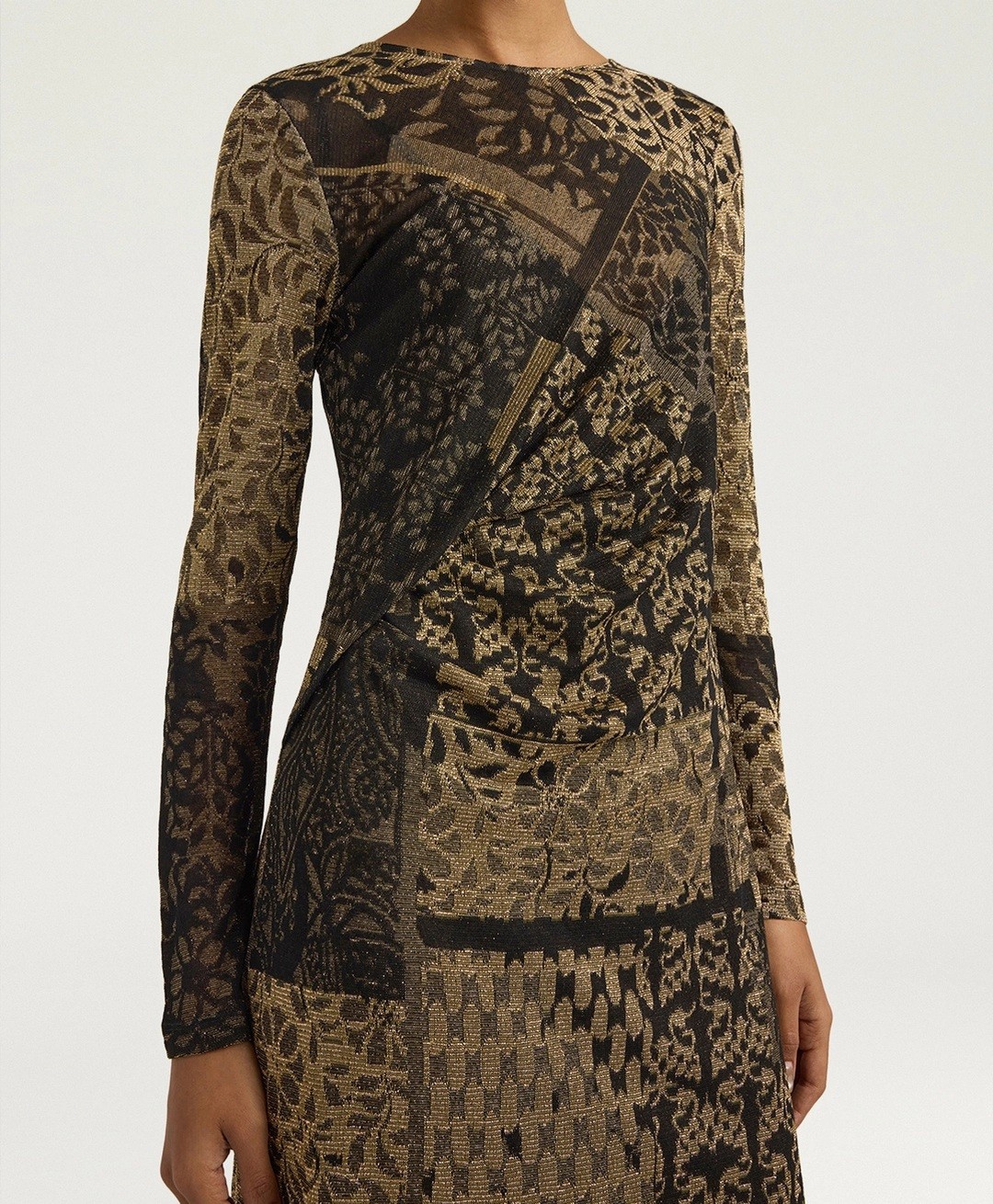 Momoni Momoni Γυναικείο Midi Φόρεμα Με Lurex Jacquard Σχέδιο Regular Fit Για Βραδινές & Formal Εμφανίσεις - 5