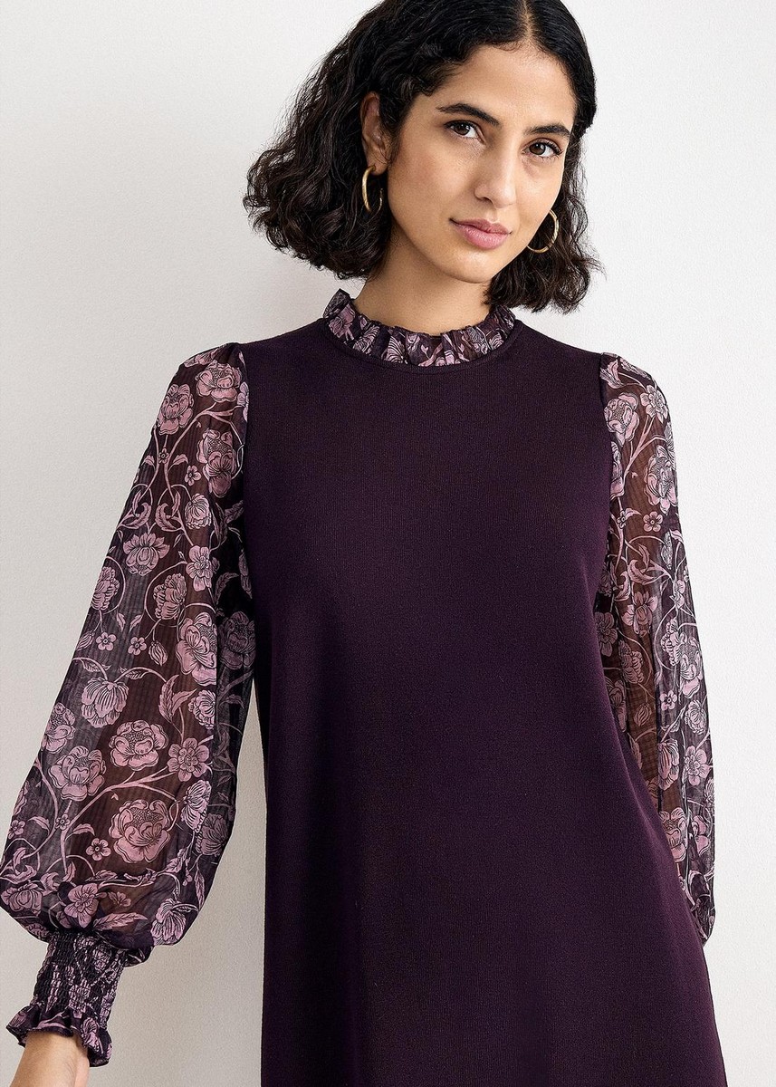 Phase Eight Phase Eight Γυναικείο Μωβ Πλεκτό Mini Φόρεμα Regular Fit Με Μακριά Μανίκια Για Smart Casual & Evening Εμφανίσεις - 4