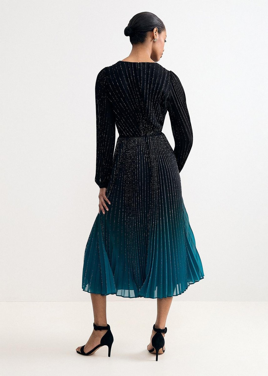 Phase Eight Phase Eight Γυναικείο Ombre Midi Φόρεμα Regular Fit Πλισέ Με V Λαιμόκοψη Και Ζώνη Για Occasion & Evening Εμφανίσεις - 3