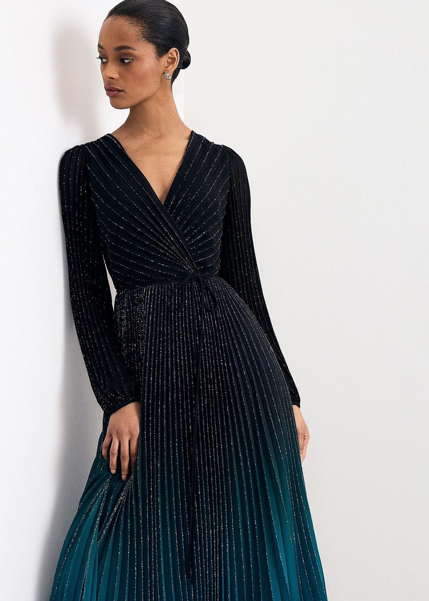 Phase Eight Phase Eight Γυναικείο Ombre Midi Φόρεμα Regular Fit Πλισέ Με V Λαιμόκοψη Και Ζώνη Για Occasion & Evening Εμφανίσεις - 4