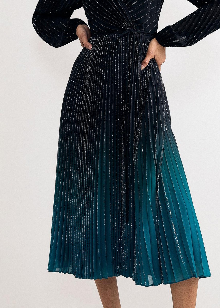 Phase Eight Phase Eight Γυναικείο Ombre Midi Φόρεμα Regular Fit Πλισέ Με V Λαιμόκοψη Και Ζώνη Για Occasion & Evening Εμφανίσεις - 5
