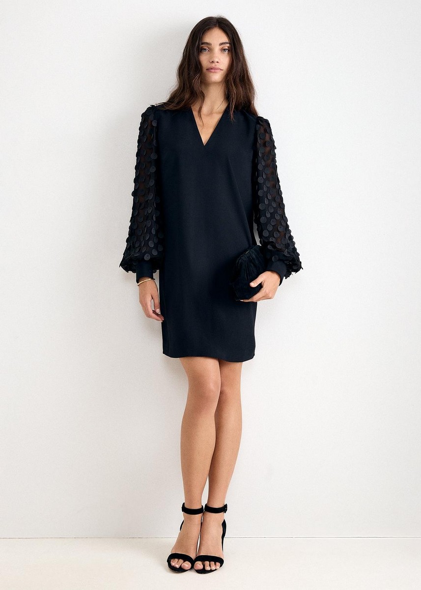 Phase Eight Γυναικείο Μαύρο Μονόχρωμο Mini Φόρεμα Regular Fit Με V Λαιμόκοψη Για Evening & Occasion Εμφανίσεις
