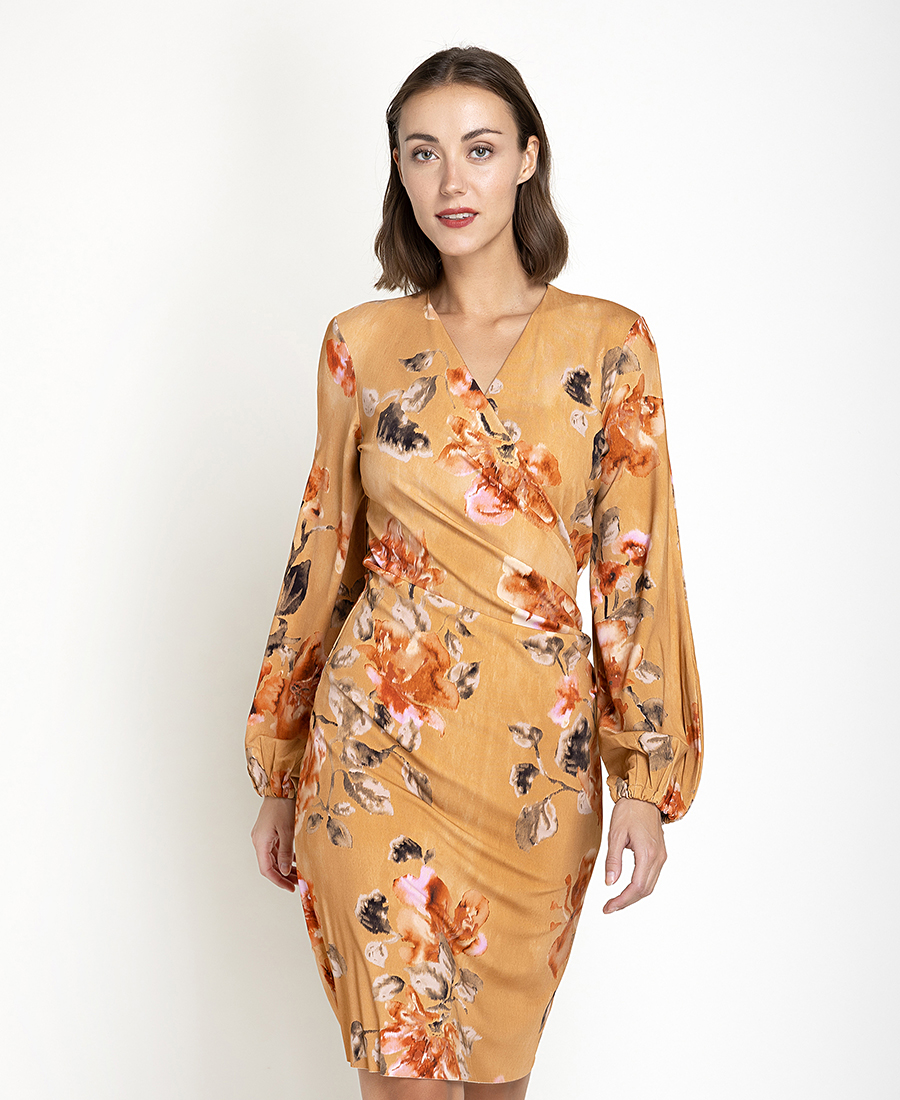 Maliparmi Γυναικείο Εμπριμέ Mini Φόρεμα Κρουαζέ Με Floral Μοτίβο Slim Fit Για Βραδινές & Formal Εμφανίσεις
