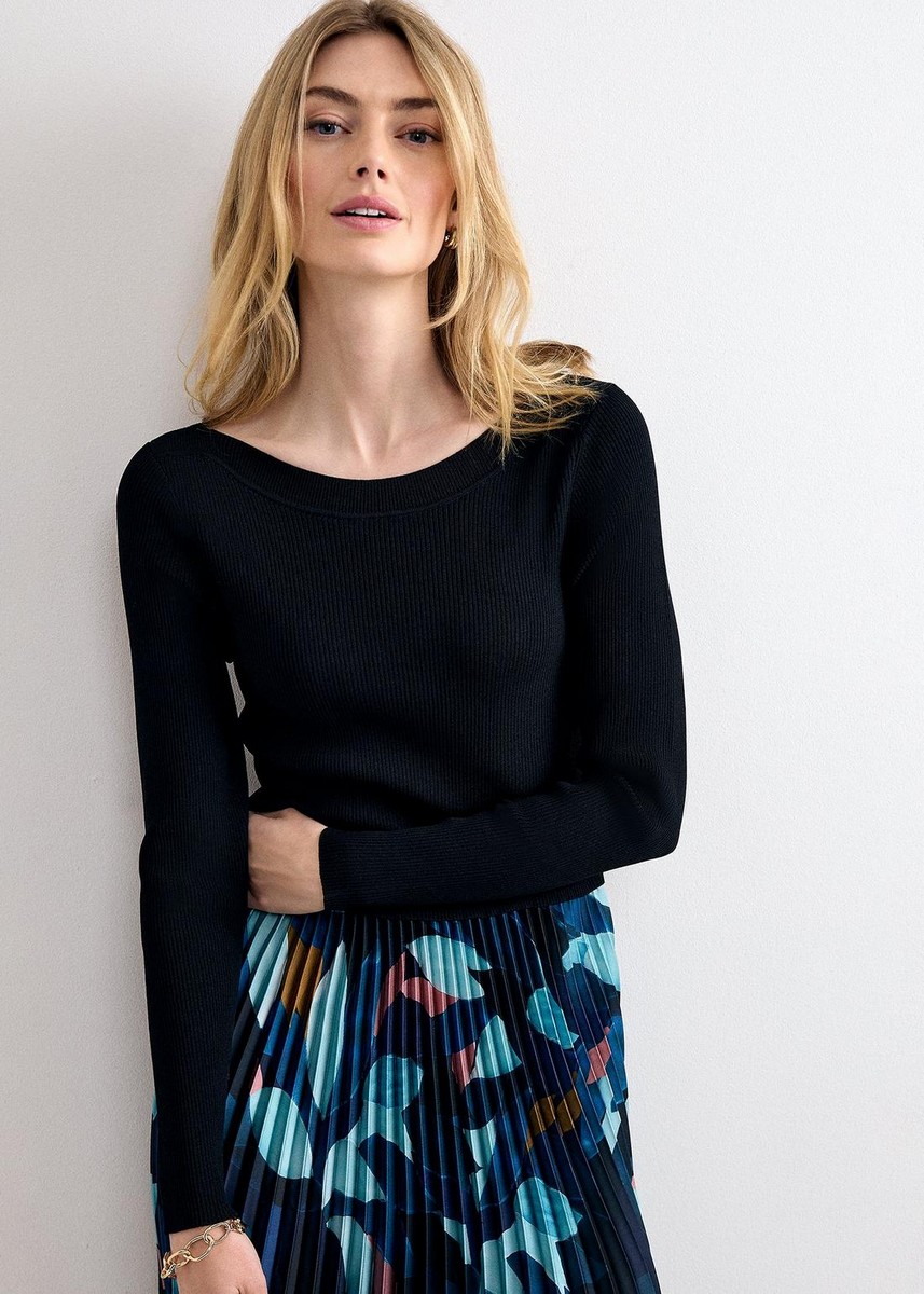 Phase Eight Phase Eight Γυναικείο Πλεκτό Midi Φόρεμα Regular Fit Με Εμπριμέ Μοτίβο Και Πλισέ Φούστα Για Business & Smart Casual Εμφανίσεις - 5