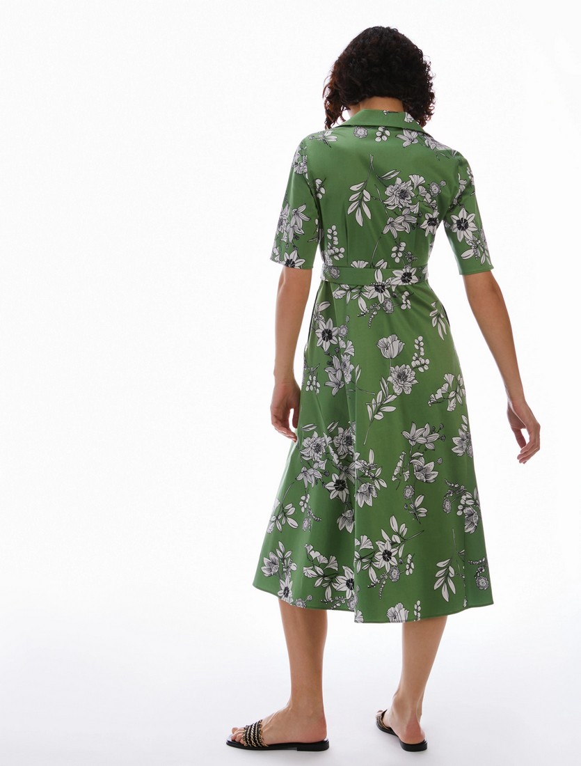 PennyBlack Φόρεμα Σεμιζιέ Cotton Satin σε Πράσινο Εμπριμέ φωτογραφία