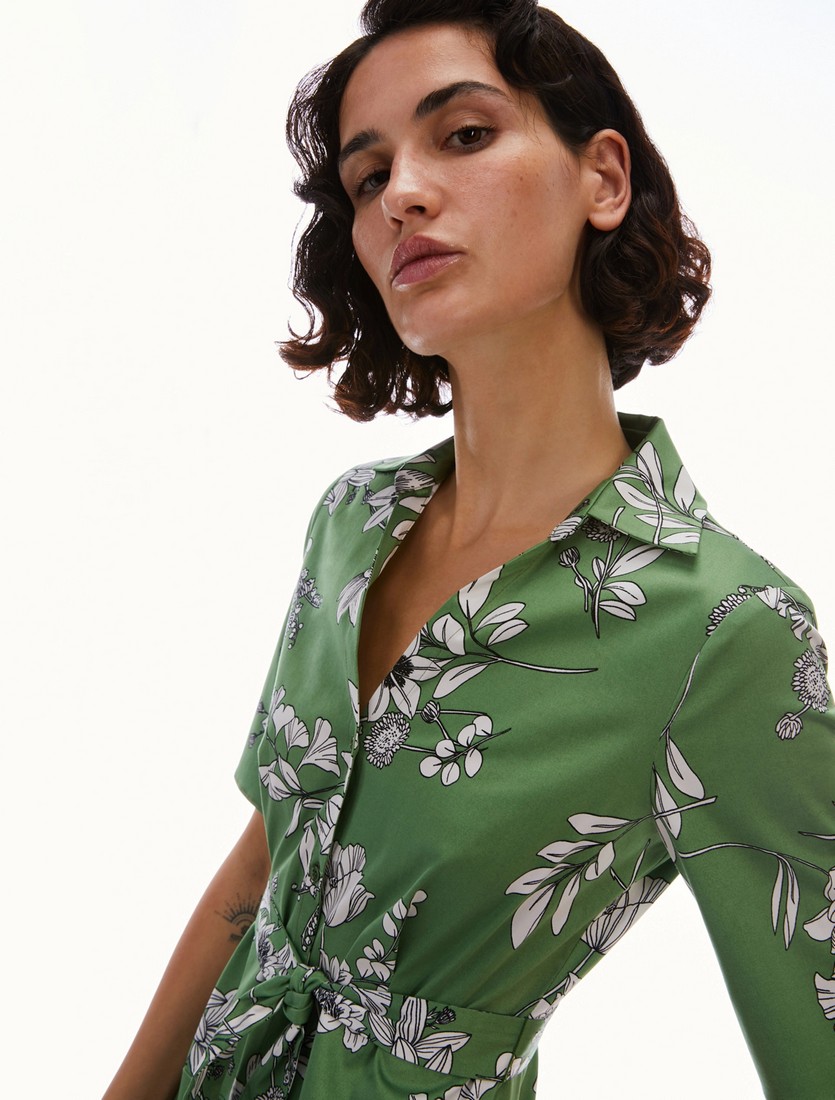 PennyBlack Φόρεμα Σεμιζιέ Cotton Satin σε Πράσινο Εμπριμέ φωτογραφία