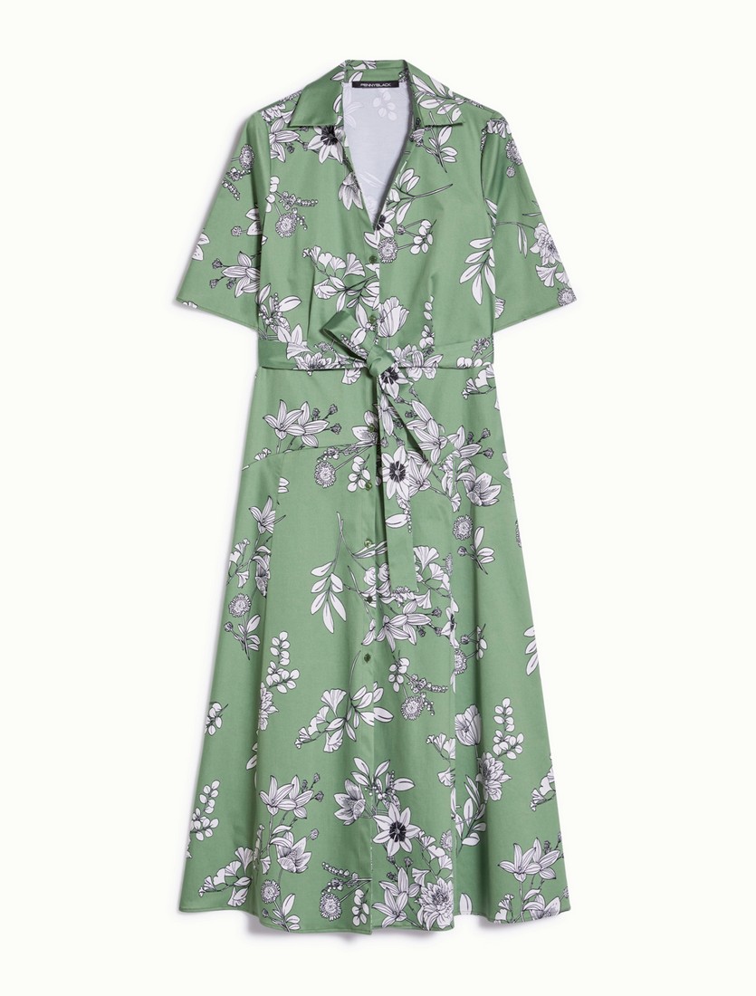 PennyBlack Φόρεμα Σεμιζιέ Cotton Satin σε Πράσινο Εμπριμέ φωτογραφία