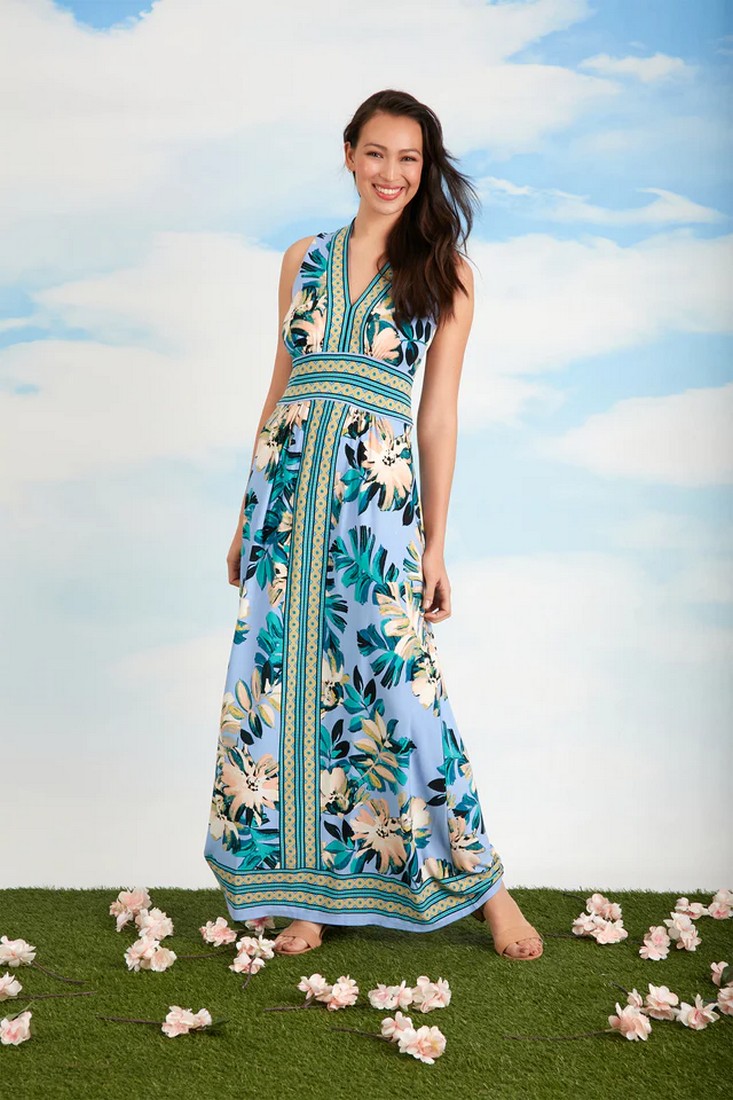 Maxi Φόρεμα Floral σε Μπλε Εμπριμέ φωτογραφία