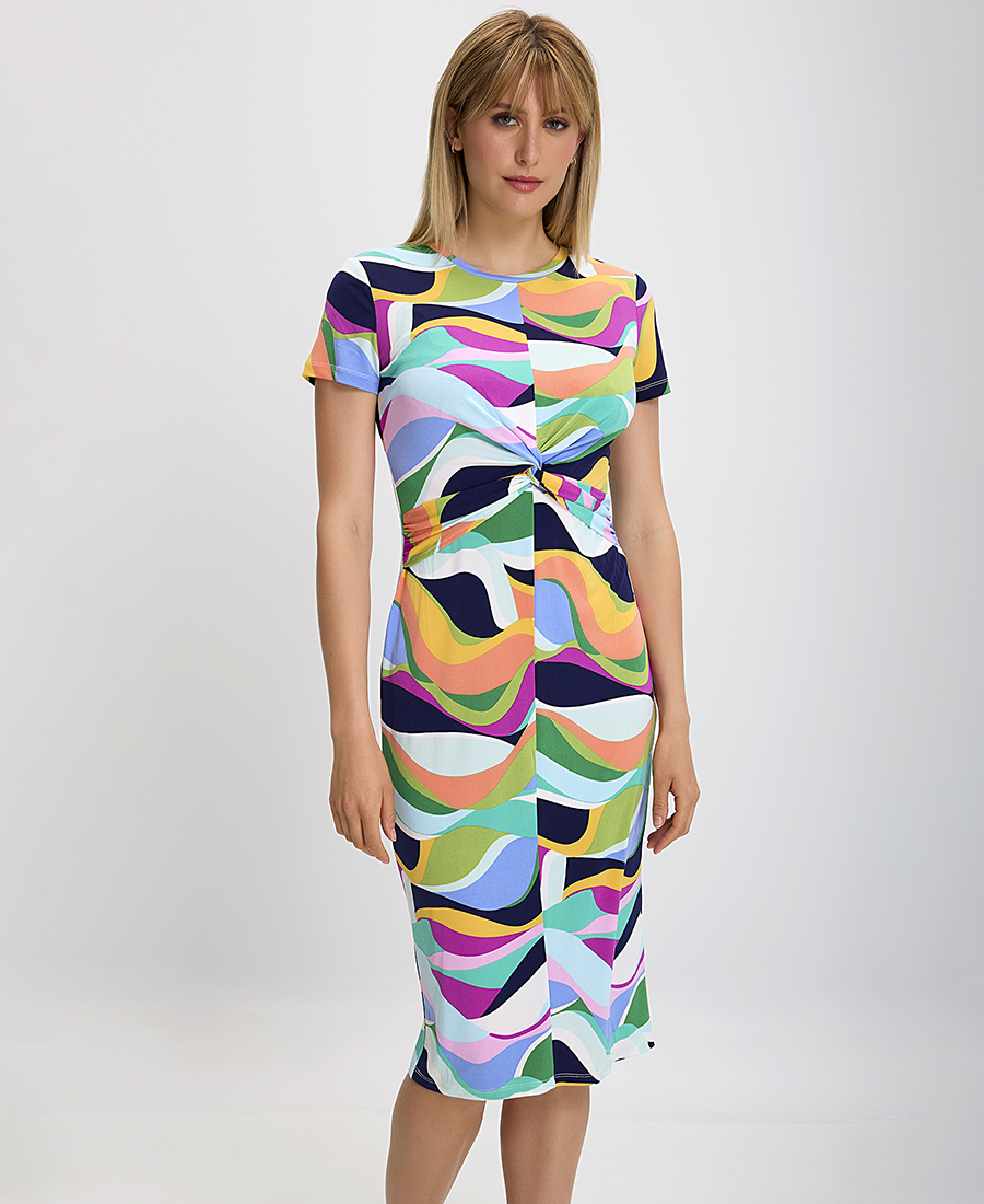 Allegra Carmine Φόρεμα midi κοντομάνικο εμπριμέ με λαιμόκοψη