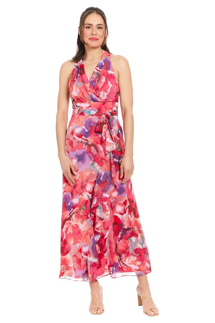 Allegra Carmine Φόρεμα Wrap Style σε Ροζ Εμπριμέ