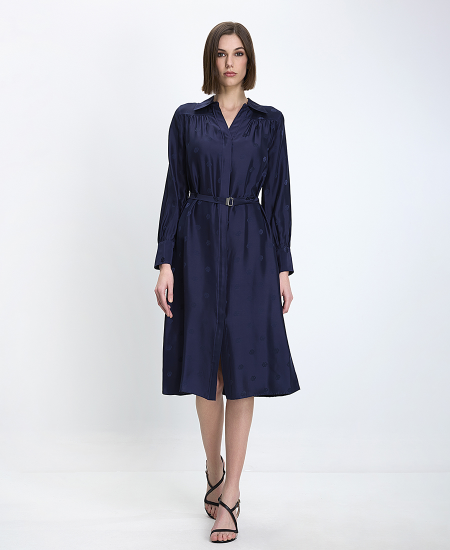 Boss Boss Γυναικείο Σεμιζιέ Regular Fit Με Ζώνη Μπλε