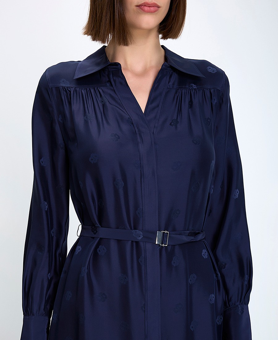 Boss Γυναικείο Σεμιζιέ Regular Fit Με Ζώνη Μπλε φωτογραφία