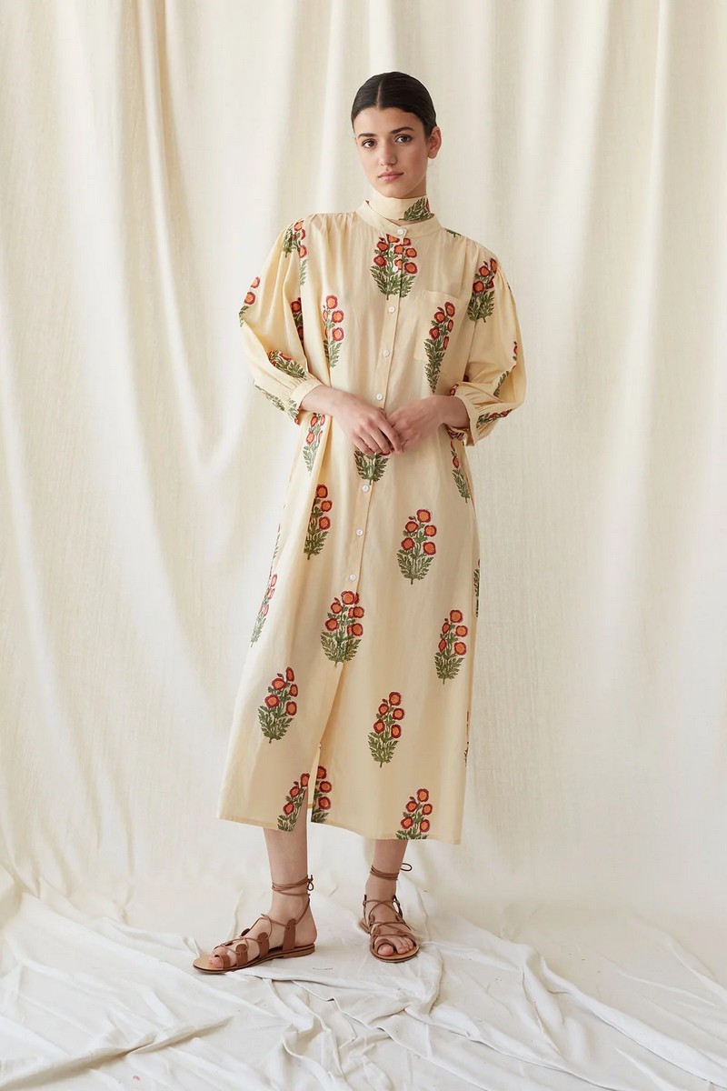 Γυναικείο Φόρεμα από Βαμβάκι με Φουσκωτά Μανίκια και Ζώνη φωτογραφία