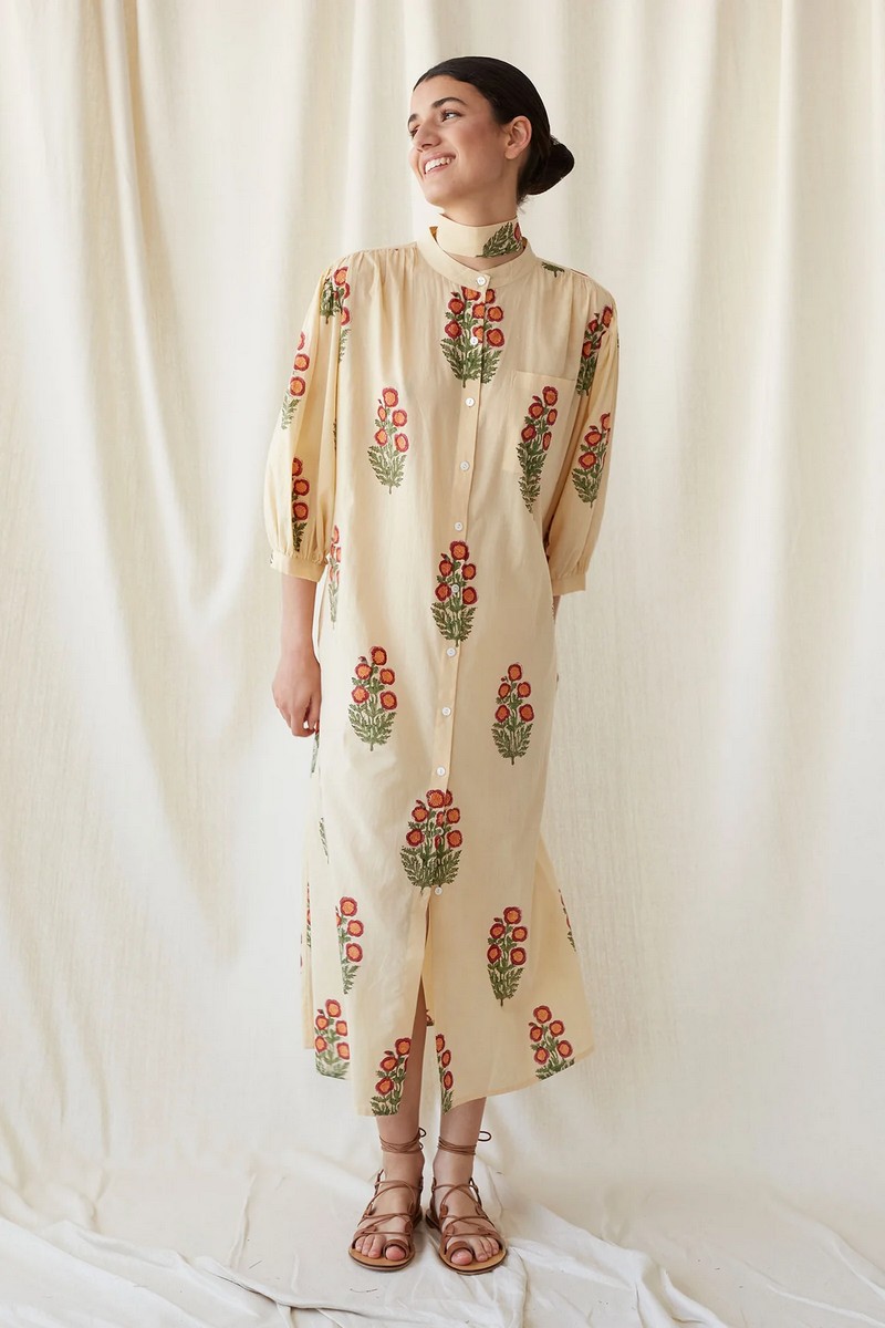 Γυναικείο Φόρεμα από Βαμβάκι με Φουσκωτά Μανίκια και Ζώνη φωτογραφία