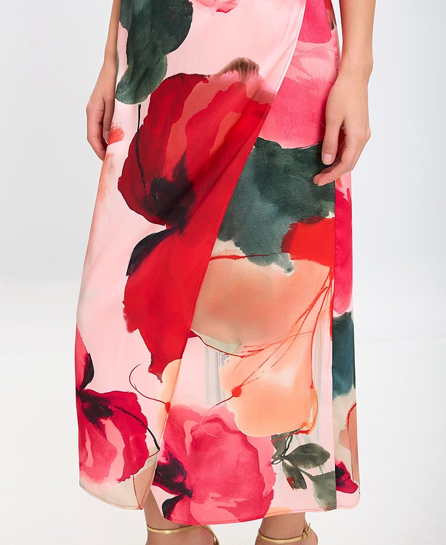 Γυναικείο Midi Φόρεμα με Floral Print και Ασύμμετρο Κλείσιμο φωτογραφία