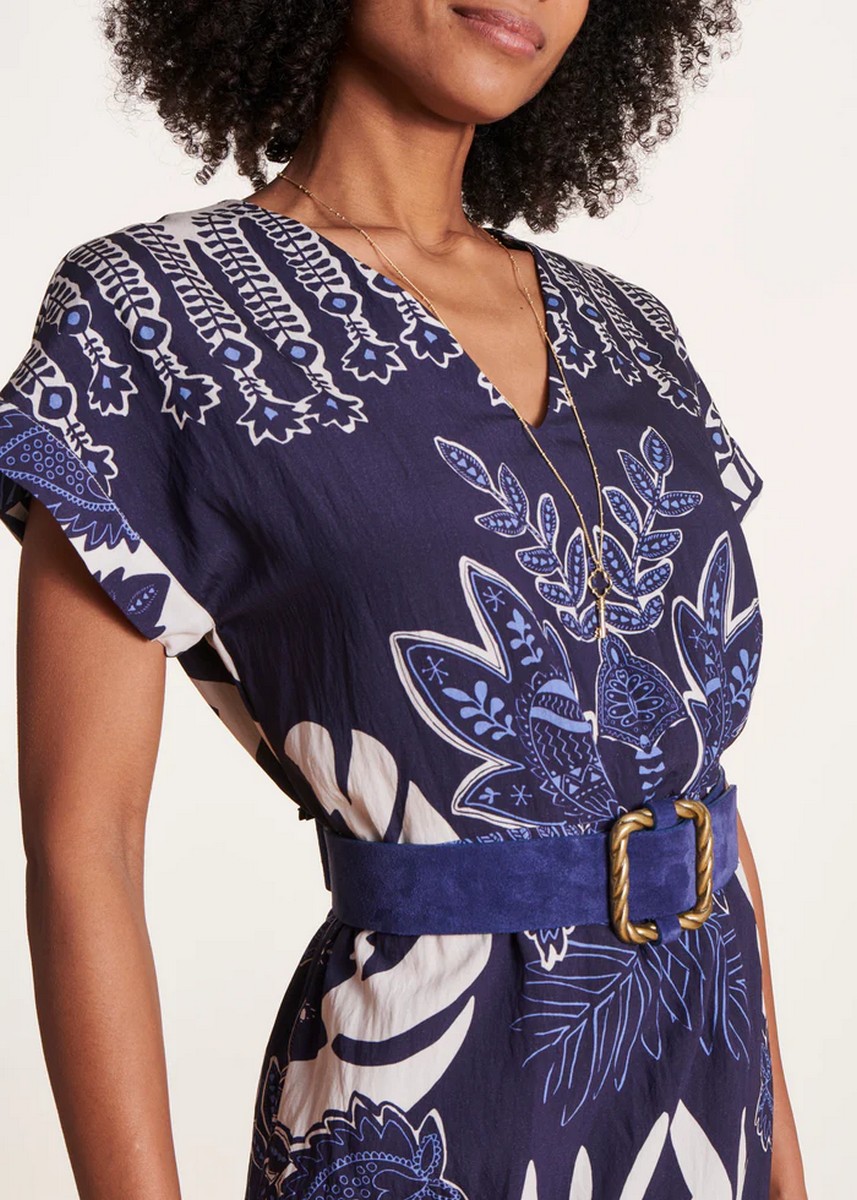 La Fee Maraboutee Γυναικείο Μακρύ Φόρεμα Regular Fit με Εμπριμέ Σχέδιο και Κοντά Μανίκια φωτογραφία