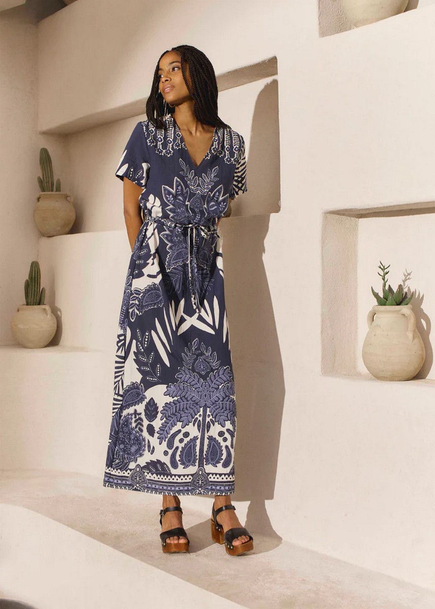 La Fee Maraboutee Γυναικείο Μακρύ Φόρεμα Regular Fit με Εμπριμέ Σχέδιο και Κοντά Μανίκια φωτογραφία