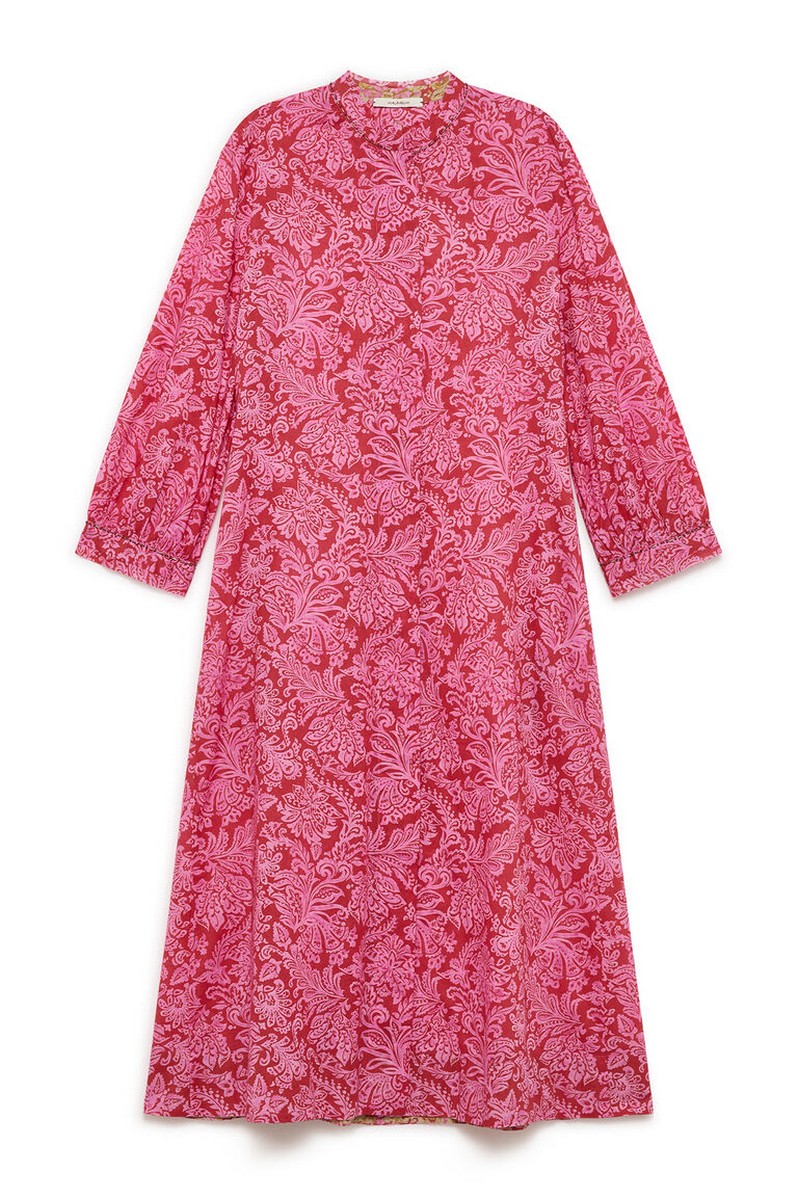 Maliparmi Γυναικείο Midi Φόρεμα Βαμβακερό με Μοτίβο Paisley Regular Fit σε Ροζ φωτογραφία