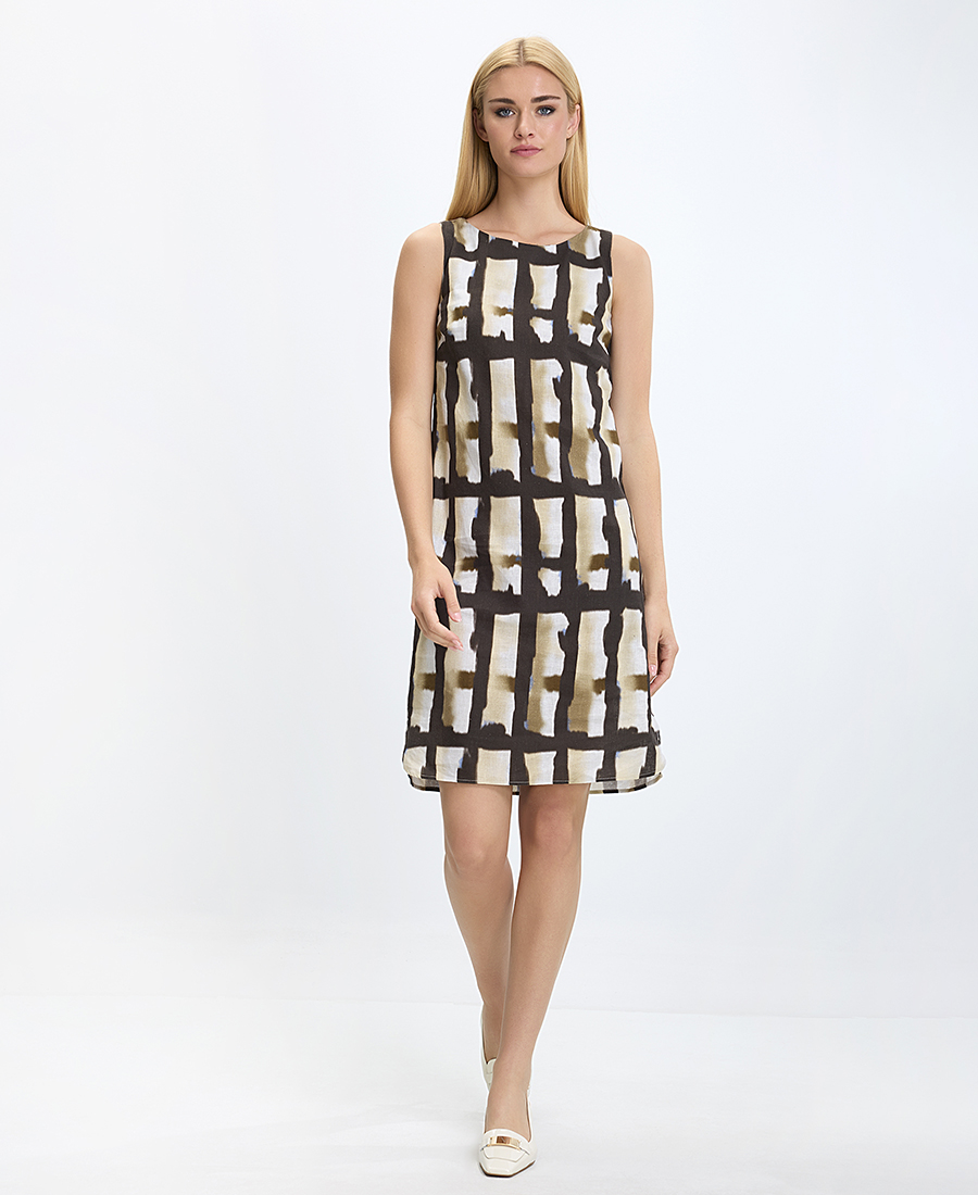 Γυναικείο Κοντό Φόρεμα με Αφηρημένο Γεωμετρικό Μοτίβο Regular Fit φωτογραφία
