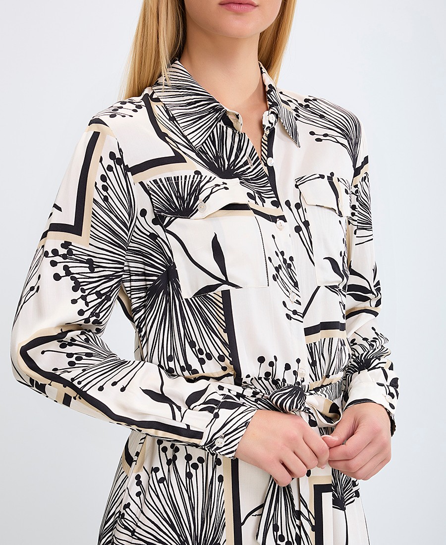 Γυναικείο Σεμιζιέ Φόρεμα με Ζώνη και Φλοράλ Μοτίβο Regular Fit σε Εμπριμέ φωτογραφία