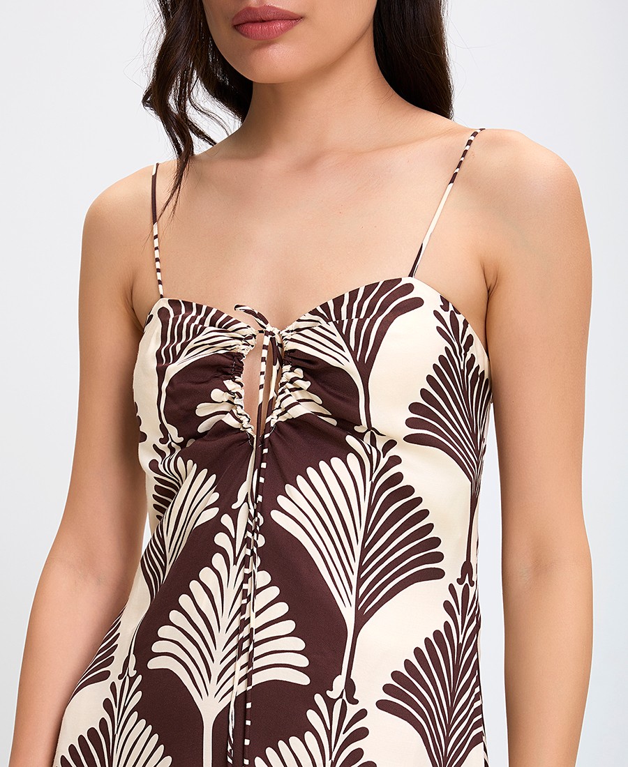 Penny Black Γυναικείο Μακρύ Φόρεμα με Τιράντες και Tropical Print Flowy Fit σε Καφέ φωτογραφία