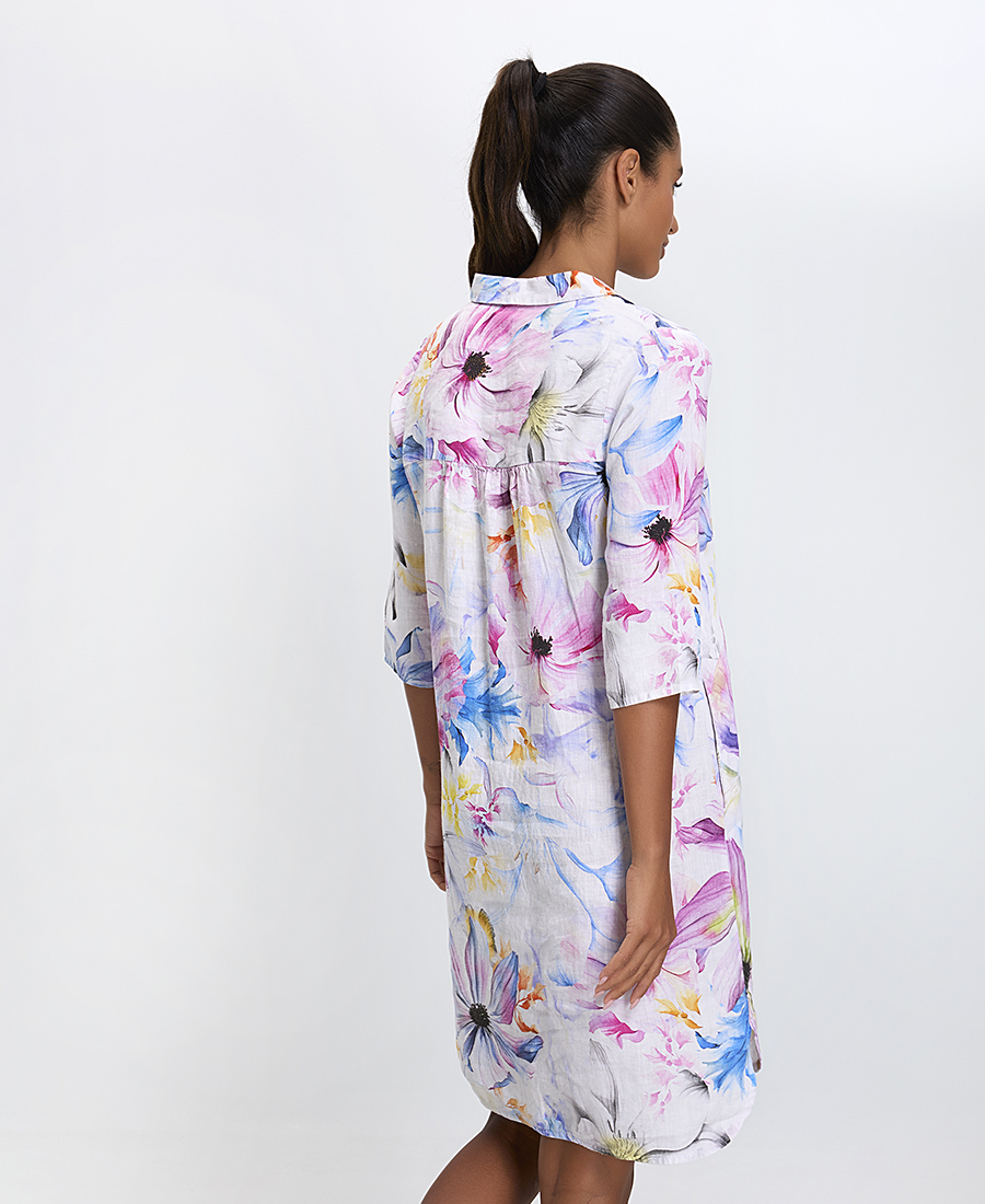 Γυναικείο Σεμιζιέ Comfort Fit Λινό Με Φλοράλ Μοτίβο Πολύχρωμο φωτογραφία