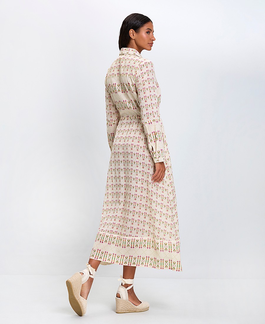 Luna Llena Γυναικείο Σεμιζιέ Φόρεμα Βαμβακερό με Κεντητό Μοτίβο Regular Fit φωτογραφία