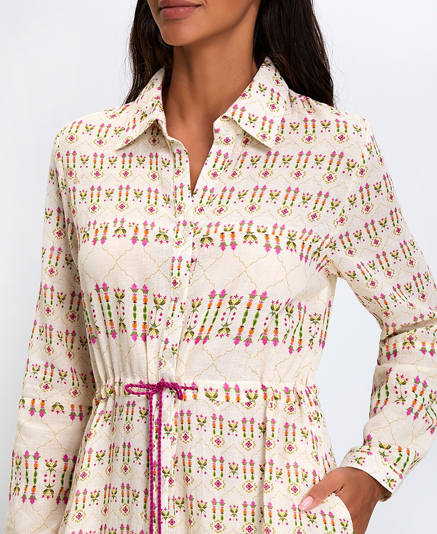 Luna Llena Γυναικείο Σεμιζιέ Φόρεμα Βαμβακερό με Κεντητό Μοτίβο Regular Fit φωτογραφία