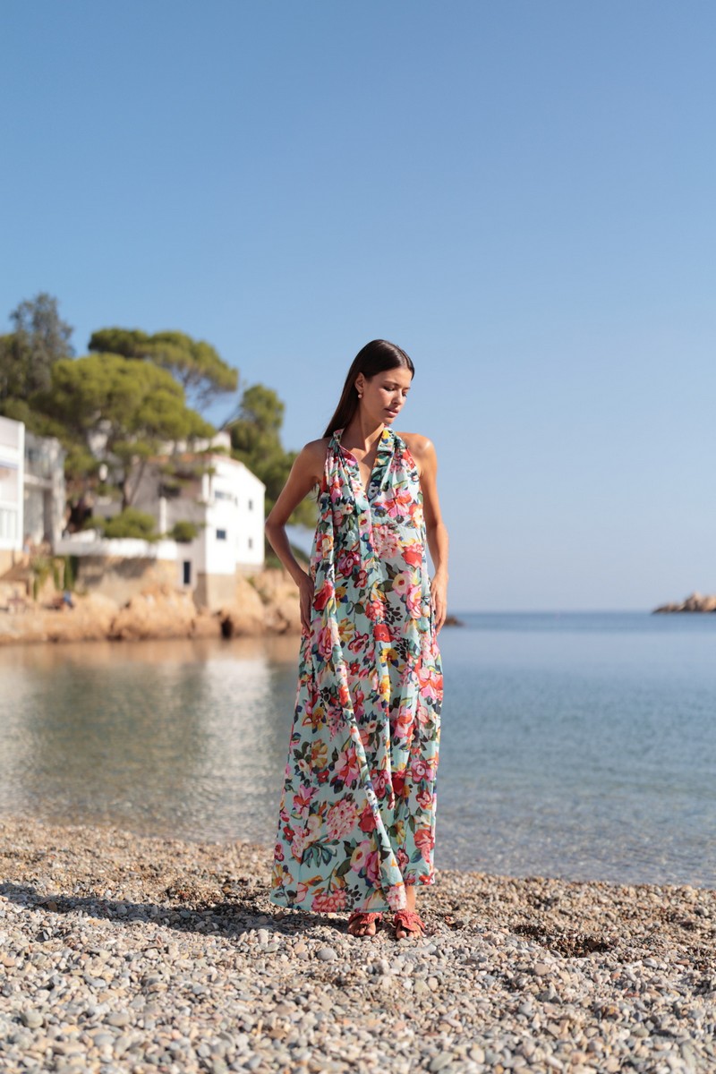 Luna Llena Γυναικείο Maxi Φόρεμα Αμάνικο με Λουλουδάτο Μοτίβο Regular Fit φωτογραφία