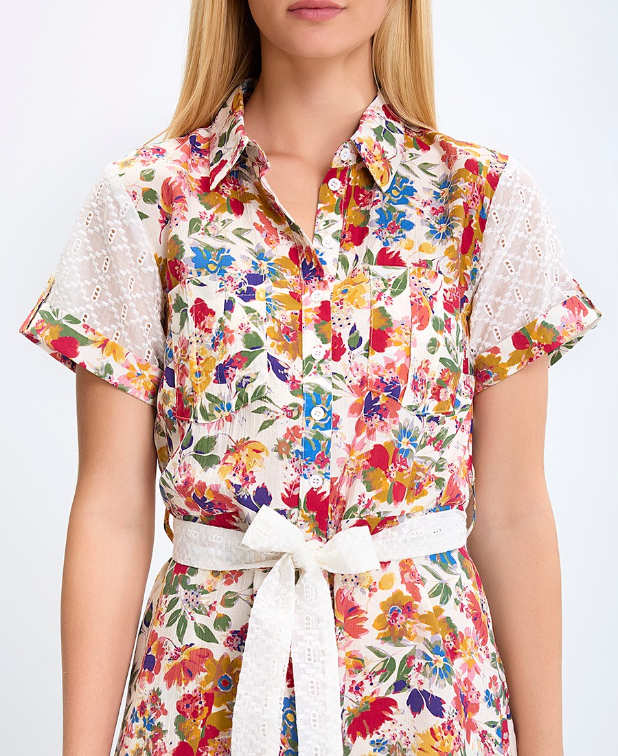 Luna Llena Γυναικείο Σεμιζιέ Φόρεμα Mini με Ζώνη και Floral Print Regular Fit σε Εμπριμέ φωτογραφία