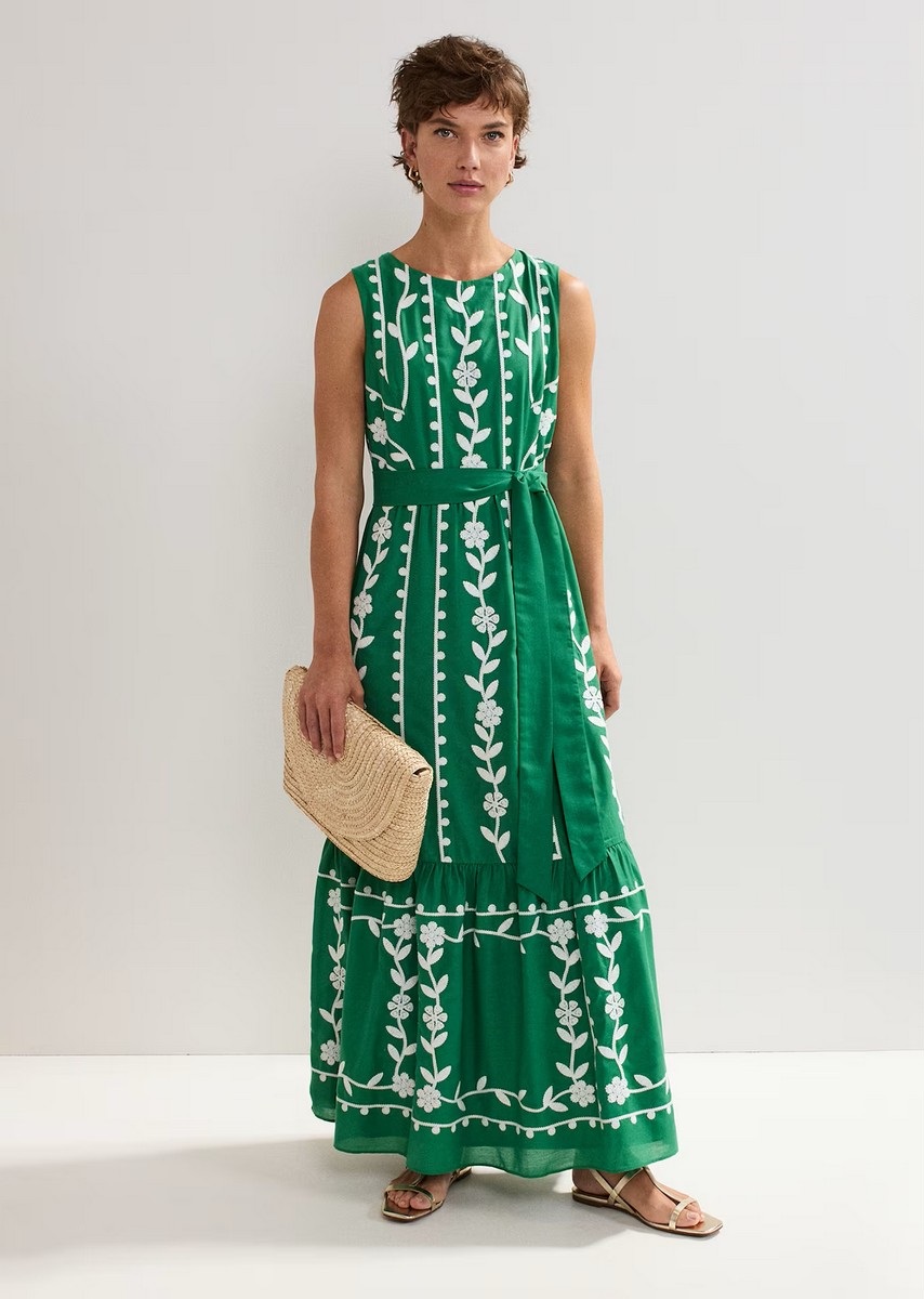 Phase Eight Phase Eight Petite Γυναικείο Φόρεμα με Λουλουδάτο Μοτίβο και Ασύμμετρο Τελείωμα Regular Fit σε Πράσινο